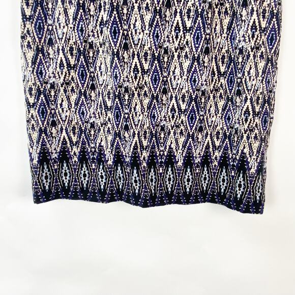 2/$30 J. Jill Medium Petite Womens Purple Blue Ikat Print Stretch Pencil Skirt - Picture 4 of 9